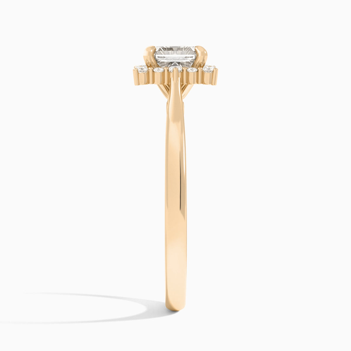 Asscher Clementine Halo Lab Diamond Engagement Ring In 14K Rose Gold, Side View