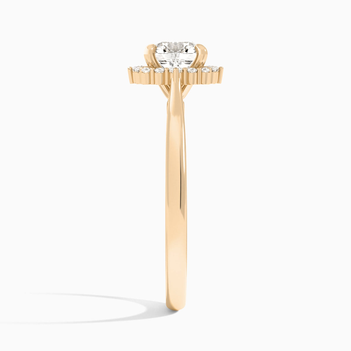 Cushion Clementine Halo Lab Diamond Engagement Ring In 14K Rose Gold, Side View