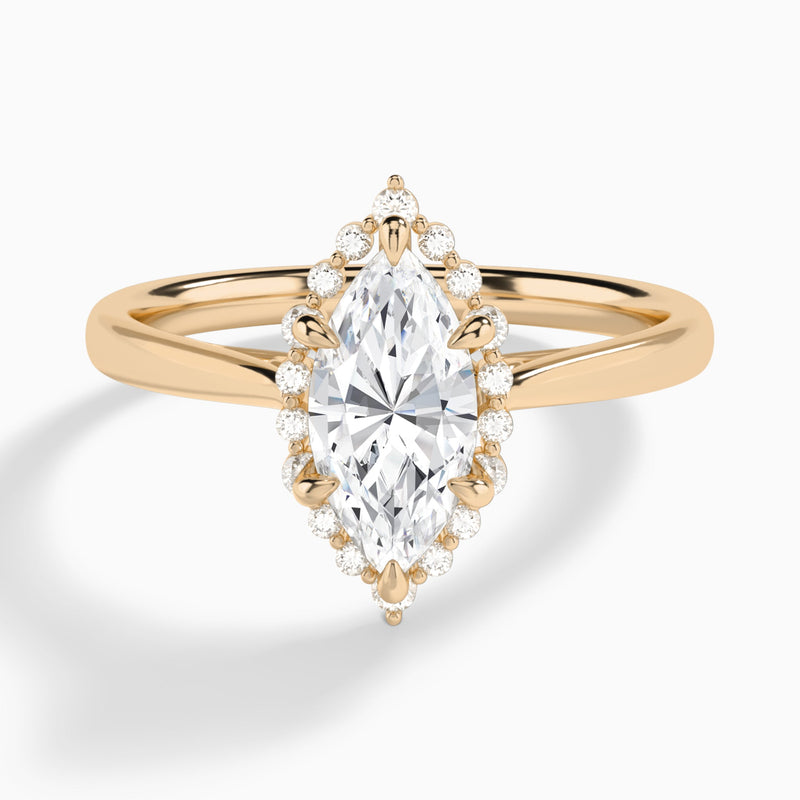 Marquise Clementine Halo Lab Diamond Engagement Ring In 14K Rose Gold - Lucenjuri