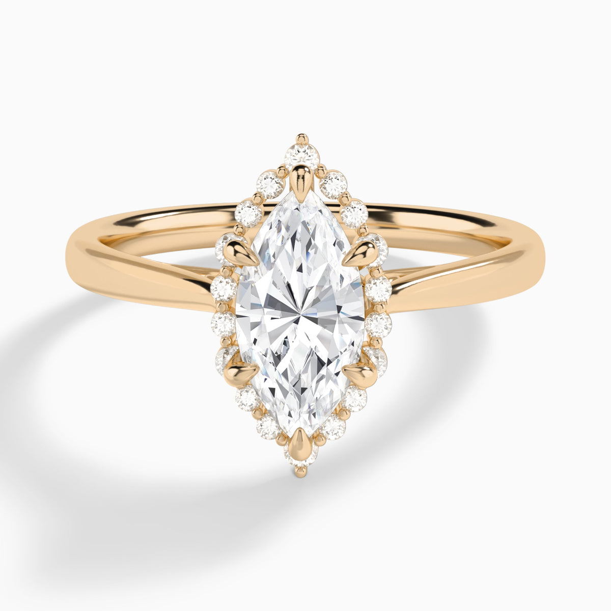 Marquise Clementine Halo Lab Diamond Engagement Ring In 14K Rose Gold - Lucenjuri