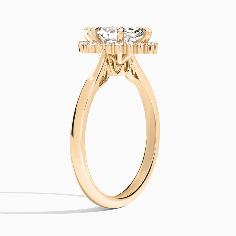 Marquise Clementine Halo Lab Diamond Engagement Ring In 14K Rose Gold, Angle View