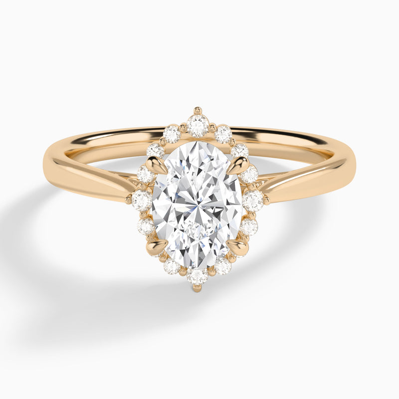 Oval Clementine Halo Lab Diamond Engagement Ring In 14K Rose Gold - Lucenjuri