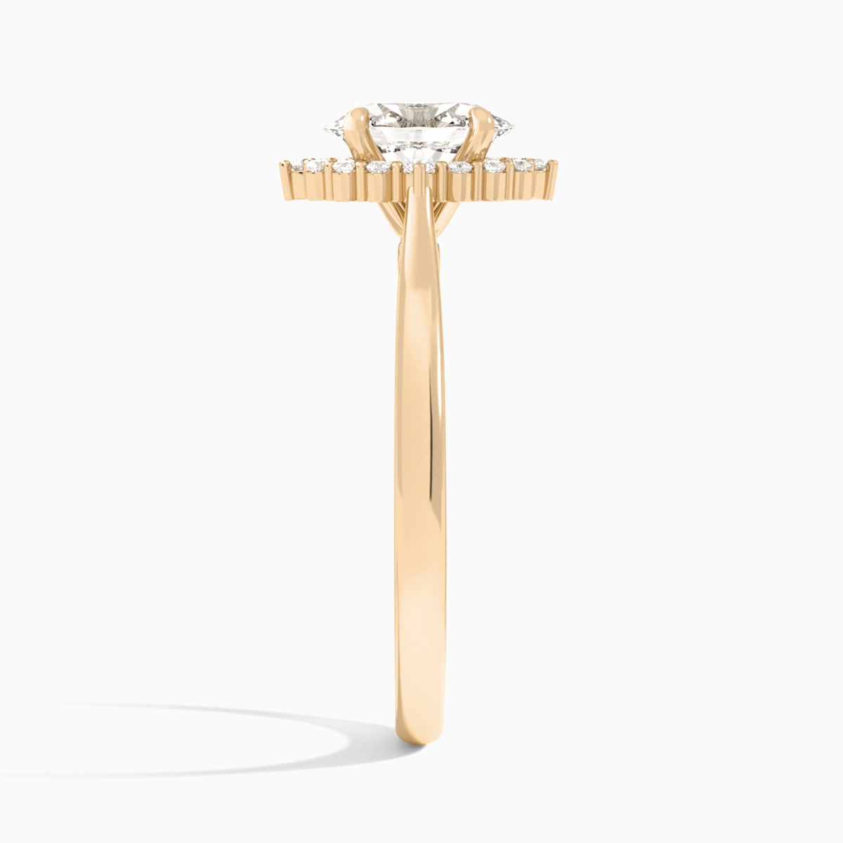 Oval Clementine Halo Lab Diamond Engagement Ring In 14K Rose Gold, Side View