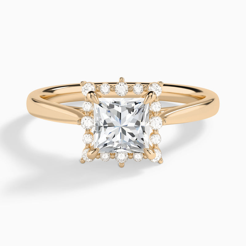 Princess Clementine Halo Lab Diamond Engagement Ring In 14K Rose Gold - Lucenjuri