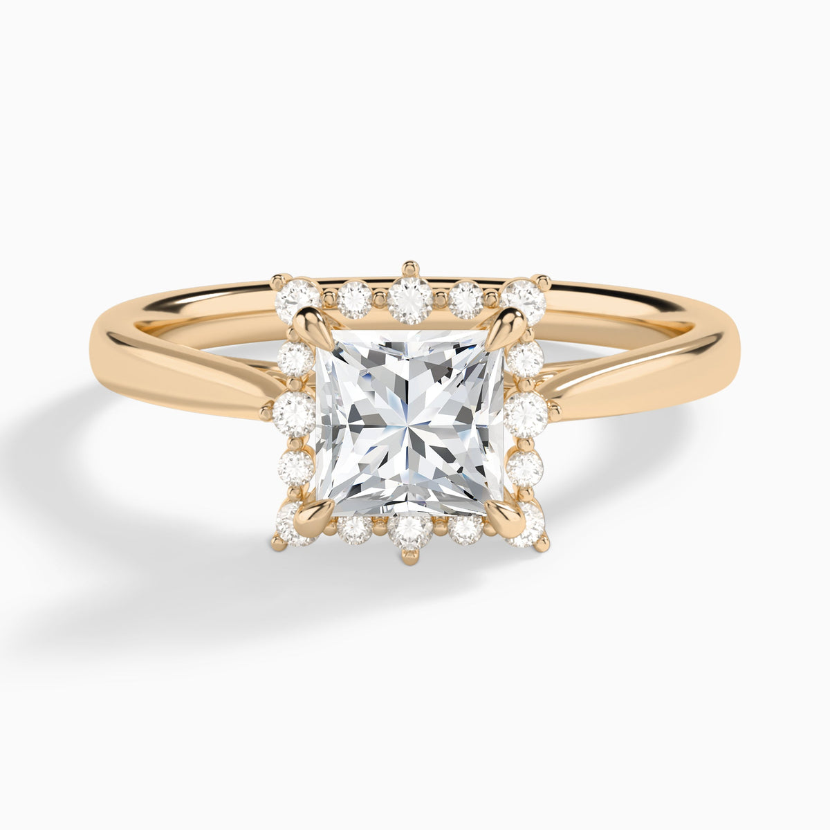 Princess Clementine Halo Lab Diamond Engagement Ring In 14K Rose Gold - Lucenjuri