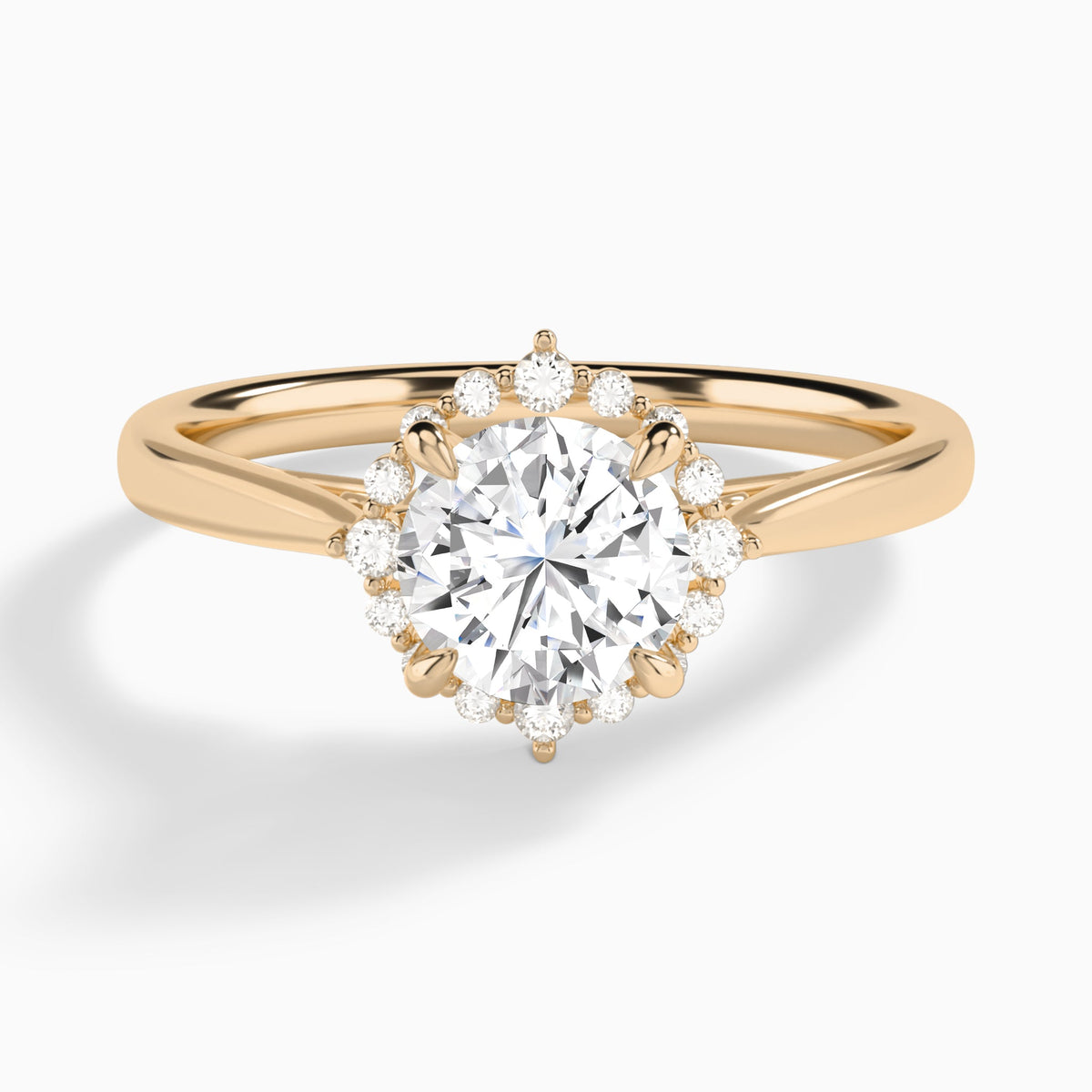 Round Clementine Halo Lab Diamond Engagement Ring In 14K Rose Gold - Lucenjuri