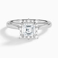 Asscher Clementine Halo Lab Diamond Engagement Ring In 18K White Gold - Lucenjuri