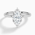 Marquise Clementine Halo Lab Diamond Engagement Ring In 18K White Gold - Lucenjuri