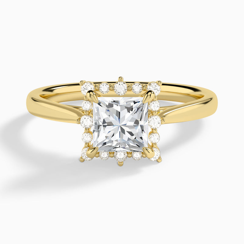 Princess Clementine Halo Lab Diamond Engagement Ring In 14K Yellow Gold - Lucenjuri