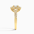 Cushion Vintage Halo Lab Diamond Engagement Ring In 14K Yellow Gold, Side View