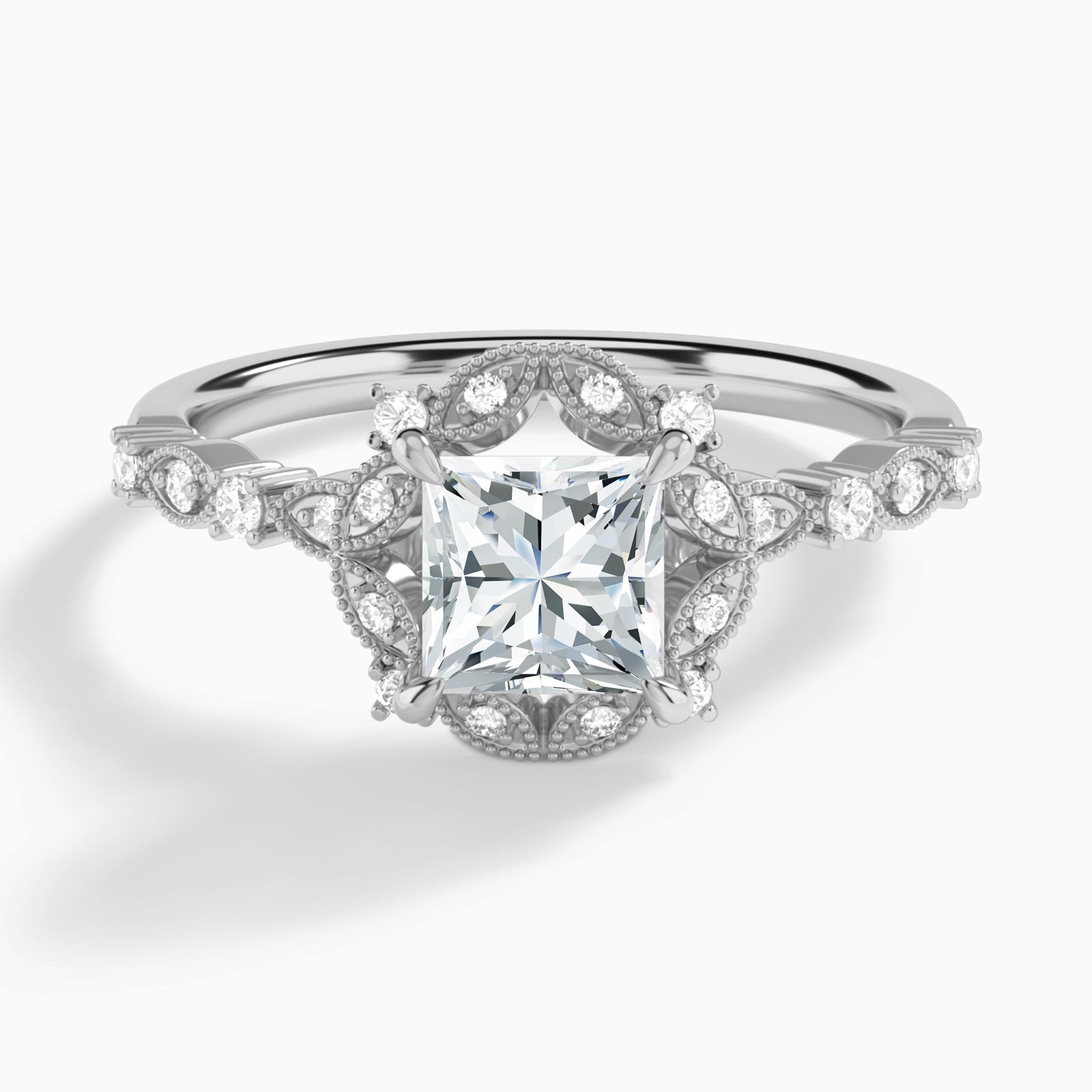 Princess Luxe Georgiana Halo Engagement Diamond Ring In Platinum - Lucenjuri