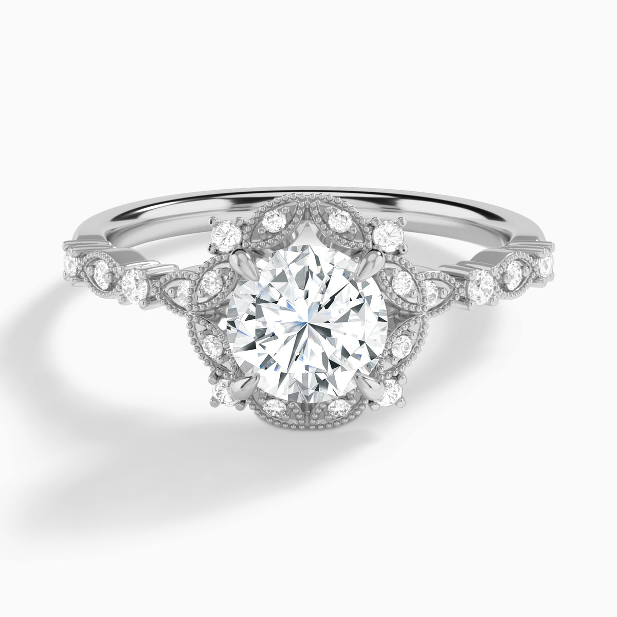 Round Luxe Georgiana Halo Engagement Diamond Ring In Platinum - Lucenjuri