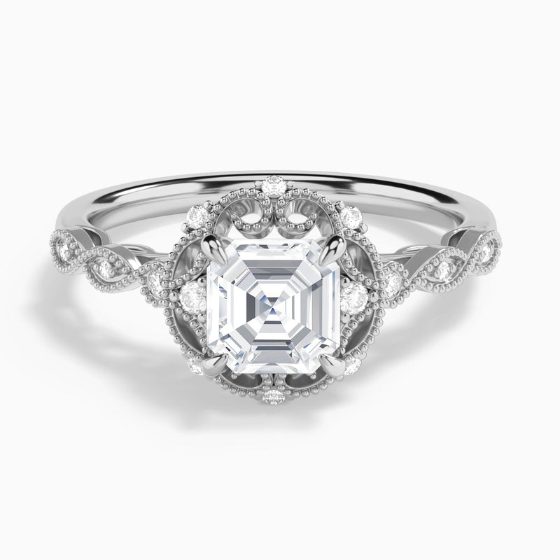 Floral Vintage Diamond Engagement Ring