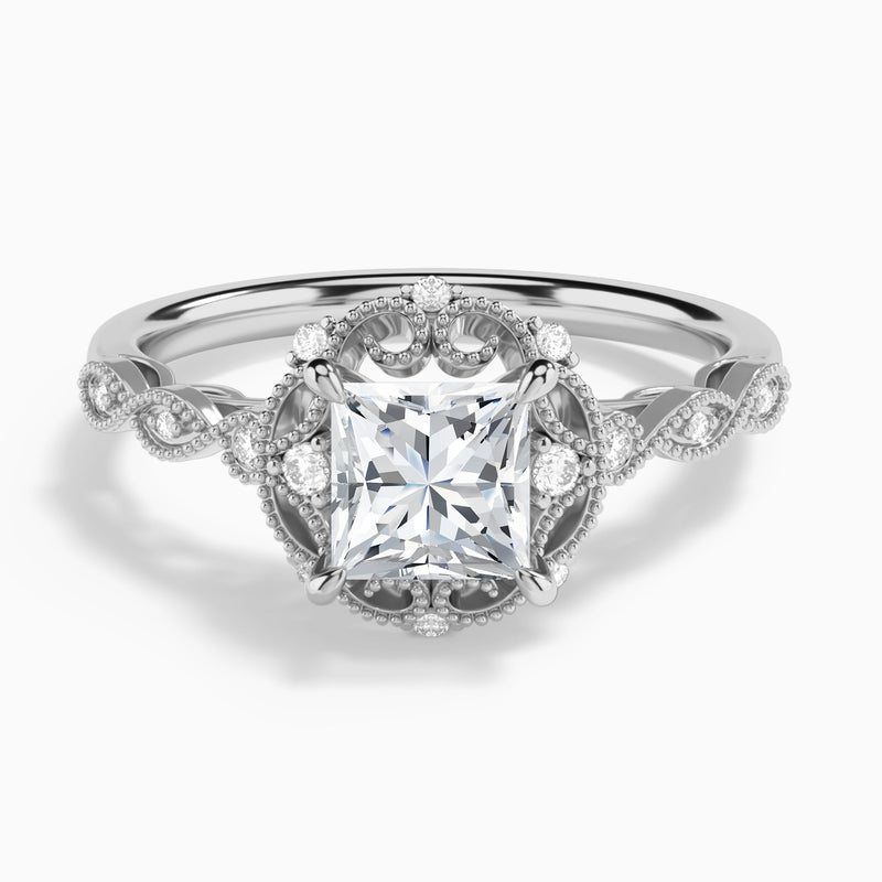Floral Vintage Diamond Engagement Ring