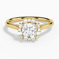 Cushion Octagon Baguette Halo Lab Diamond Engagement Ring In 14K Yellow Gold - Lucenjuri