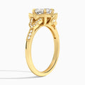 Asscher Luxe Ceriser Halo Lab Diamond Engagement Ring In 18K Yellow Gold, Angle View