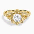 Cushion Luxe Ceriser Halo Lab Diamond Engagement Ring In 14K Yellow Gold - Lucenjuri