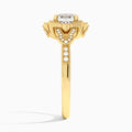Cushion Luxe Ceriser Halo Lab Diamond Engagement Ring In 14K Yellow Gold, Side View
