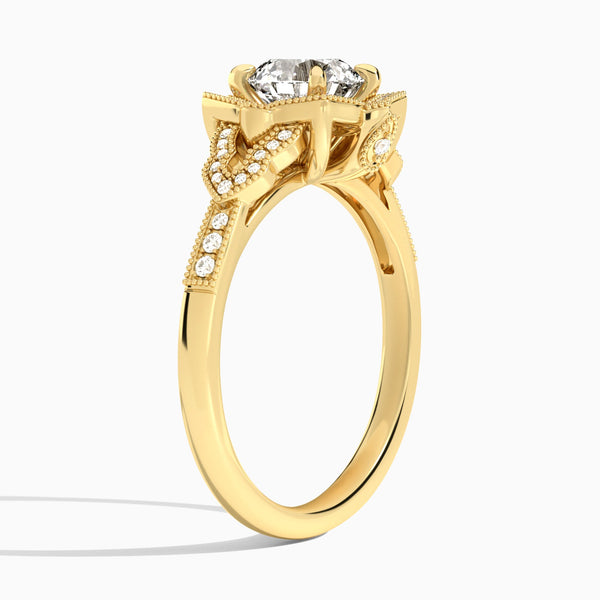 Round Luxe Ceriser Halo Lab Diamond Engagement Ring In 14K Yellow Gold, Angle View