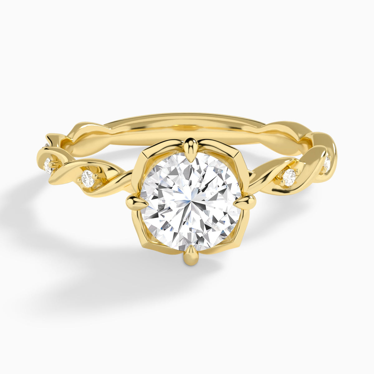 Round Eternal Blossom Lab Diamond Engagement Ring In 18K Yellow Gold - Lucenjuri