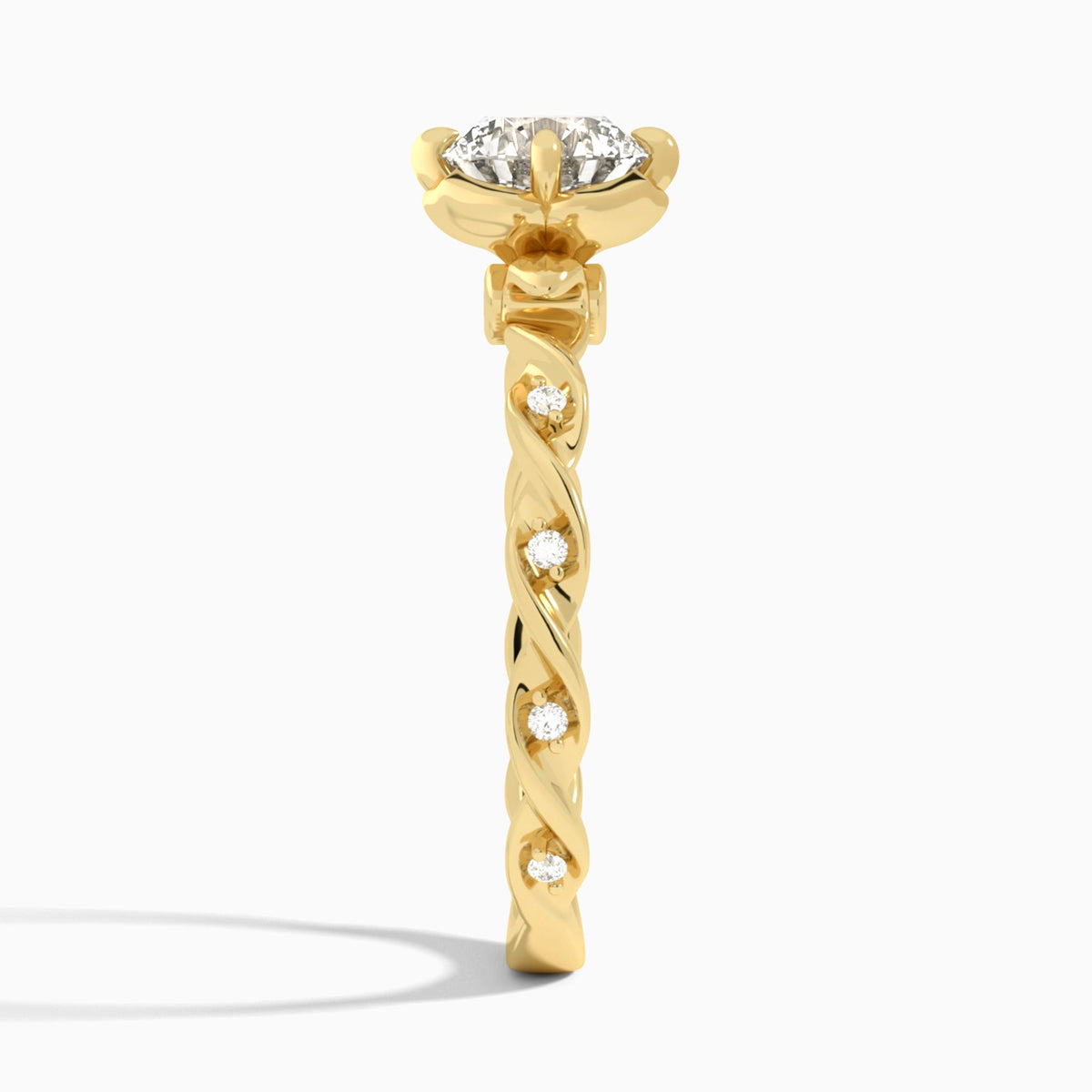 Round Eternal Blossom Lab Diamond Engagement Ring In 18K Yellow Gold, Side View