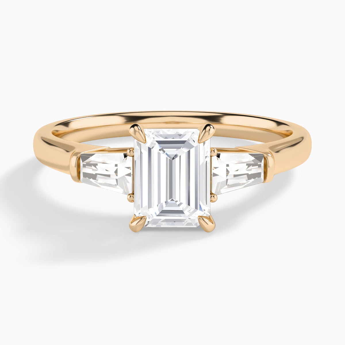 Emerald Timeless Trinity Lab Diamond Engagement Ring In 14K Rose Gold - Lucenjuri