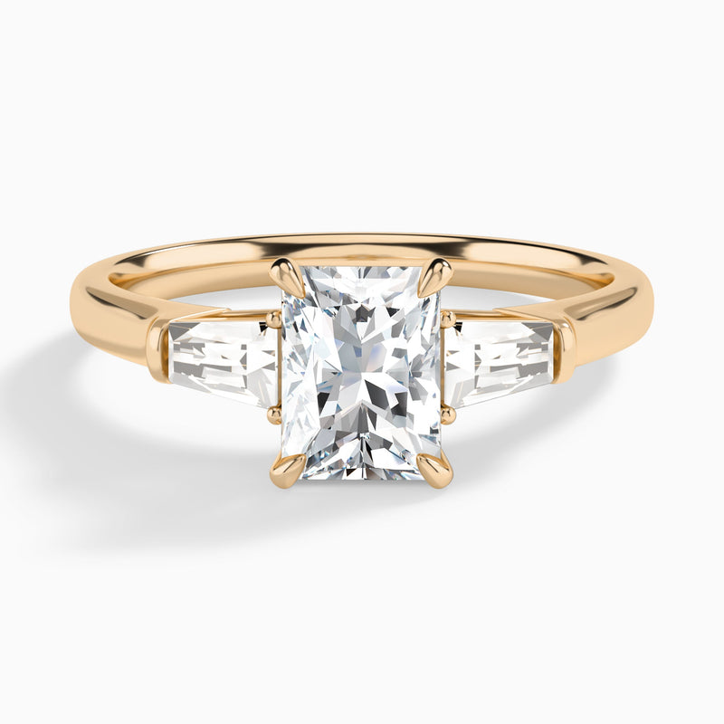 Radiant Timeless Trinity Lab Diamond Engagement Ring In 14K Rose Gold - Lucenjuri