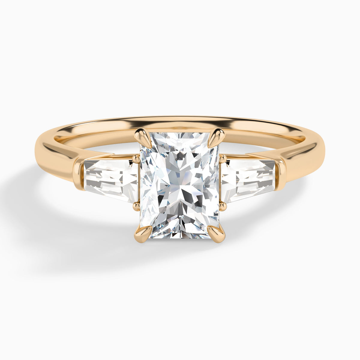 Radiant Timeless Trinity Lab Diamond Engagement Ring In 14K Rose Gold - Lucenjuri