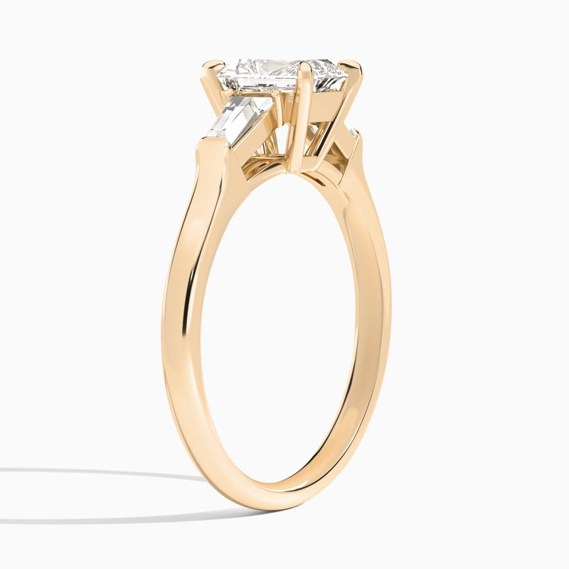Radiant Timeless Trinity Lab Diamond Engagement Ring In 14K Rose Gold, Angle View