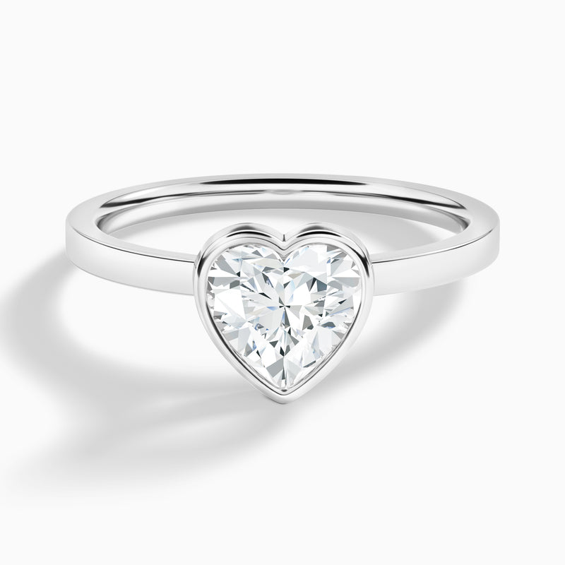 Heart Vera Bezel Set Solitaire Diamond Engagement Ring In Platinum - Lucenjuri