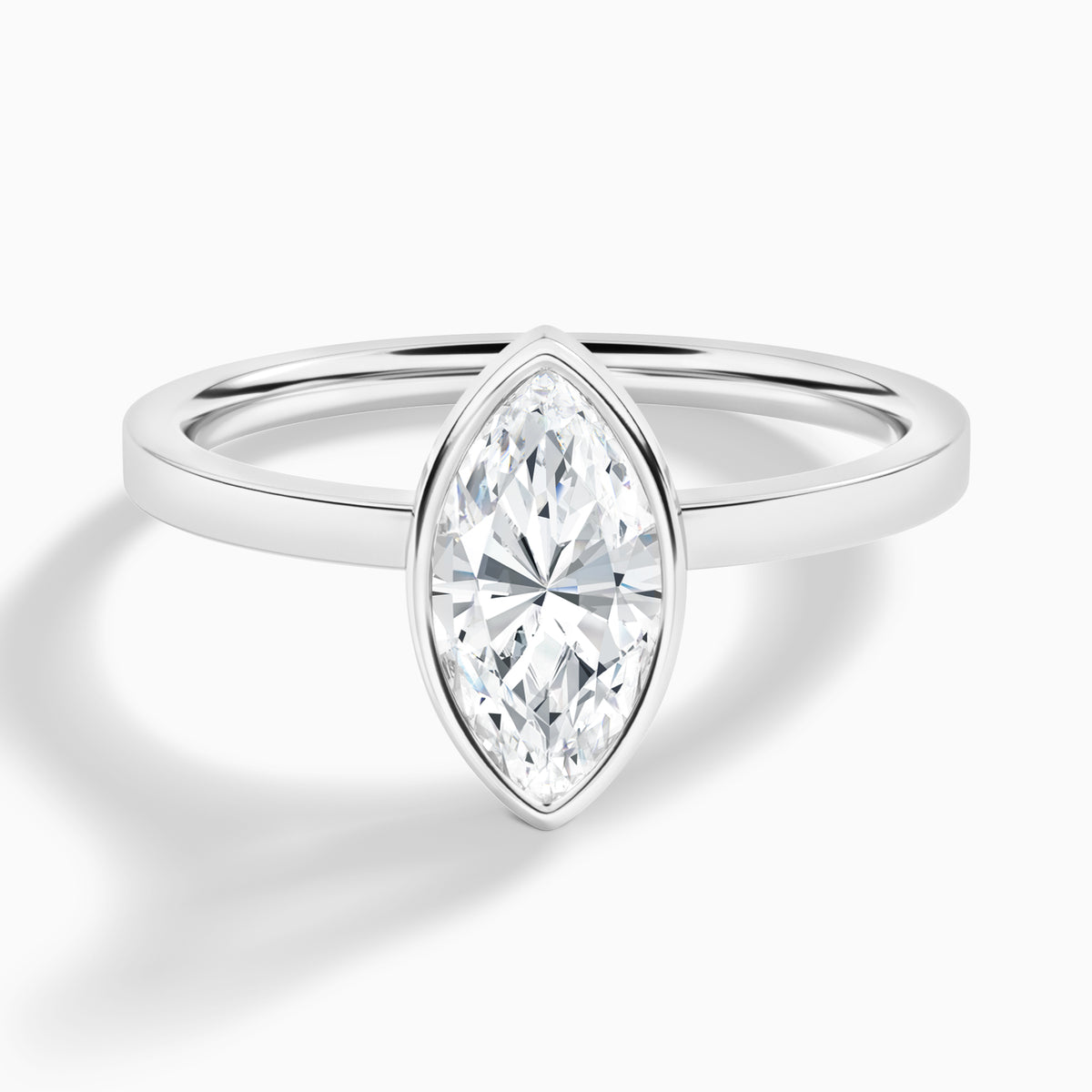 Marquise Vera Bezel Set Solitaire Diamond Engagement Ring In Platinum - Lucenjuri