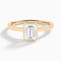 Emerald Vera Bezel Set Solitaire Diamond Engagement Ring In 14K Rose Gold - Lucenjuri