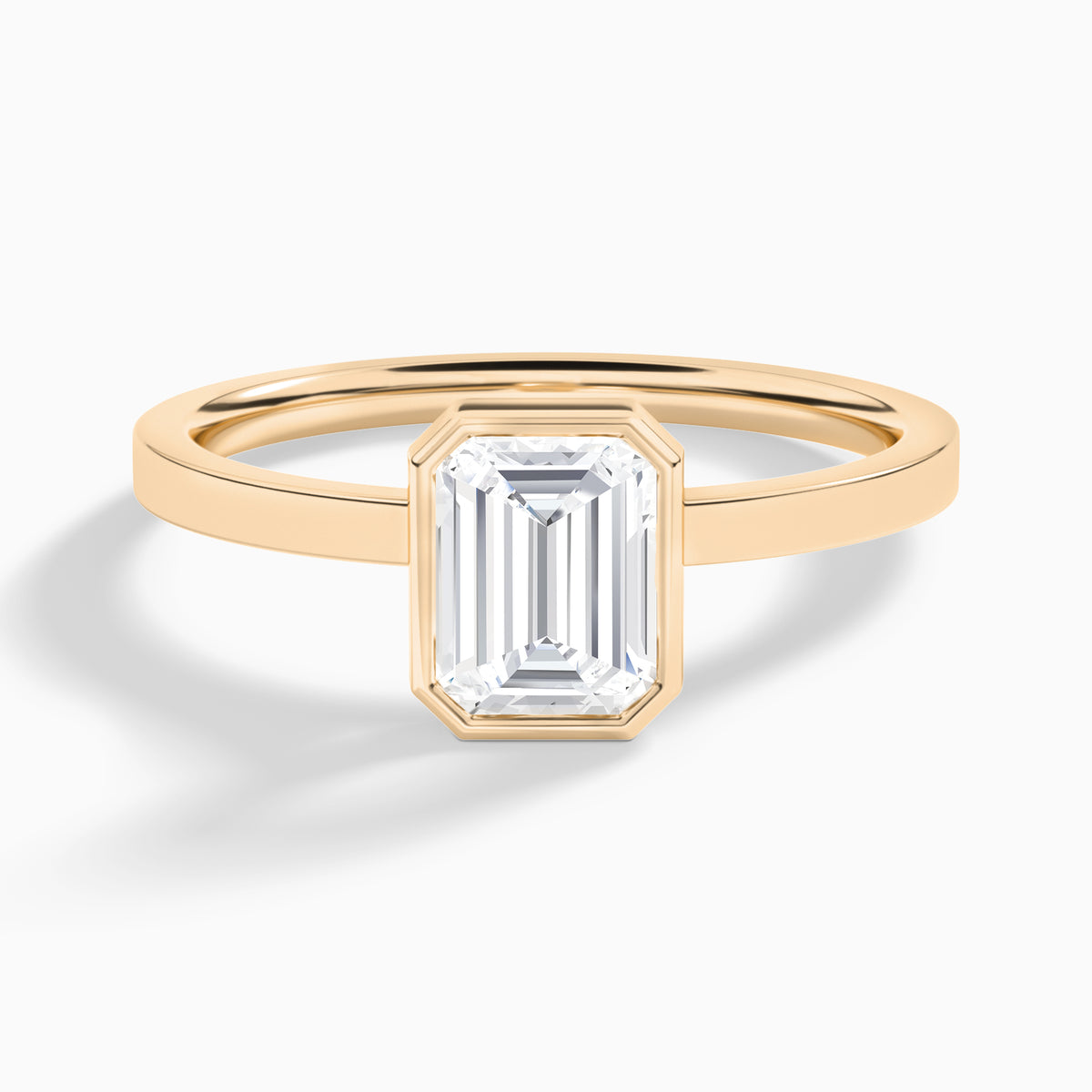 Emerald Vera Bezel Set Solitaire Diamond Engagement Ring In 14K Rose Gold - Lucenjuri