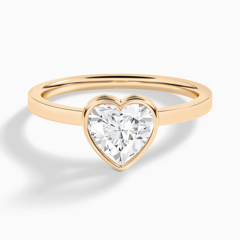 Heart Vera Bezel Set Solitaire Diamond Engagement Ring In 14K Rose Gold - Lucenjuri