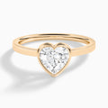 Heart Vera Bezel Set Solitaire Diamond Engagement Ring In 14K Rose Gold - Lucenjuri