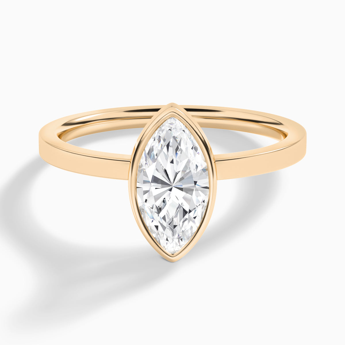 Marquise Vera Bezel Set Solitaire Diamond Engagement Ring In 14K Rose Gold - Lucenjuri