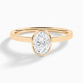 Oval Vera Bezel Set Solitaire Diamond Engagement Ring In 14K Rose Gold - Lucenjuri