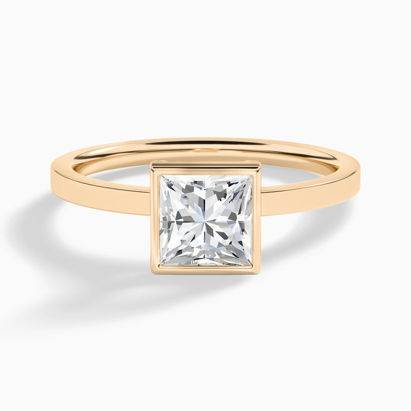 Princess Vera Bezel Set Solitaire Diamond Engagement Ring In 14K Rose Gold - Lucenjuri
