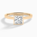 Princess Vera Bezel Set Solitaire Diamond Engagement Ring In 14K Rose Gold - Lucenjuri