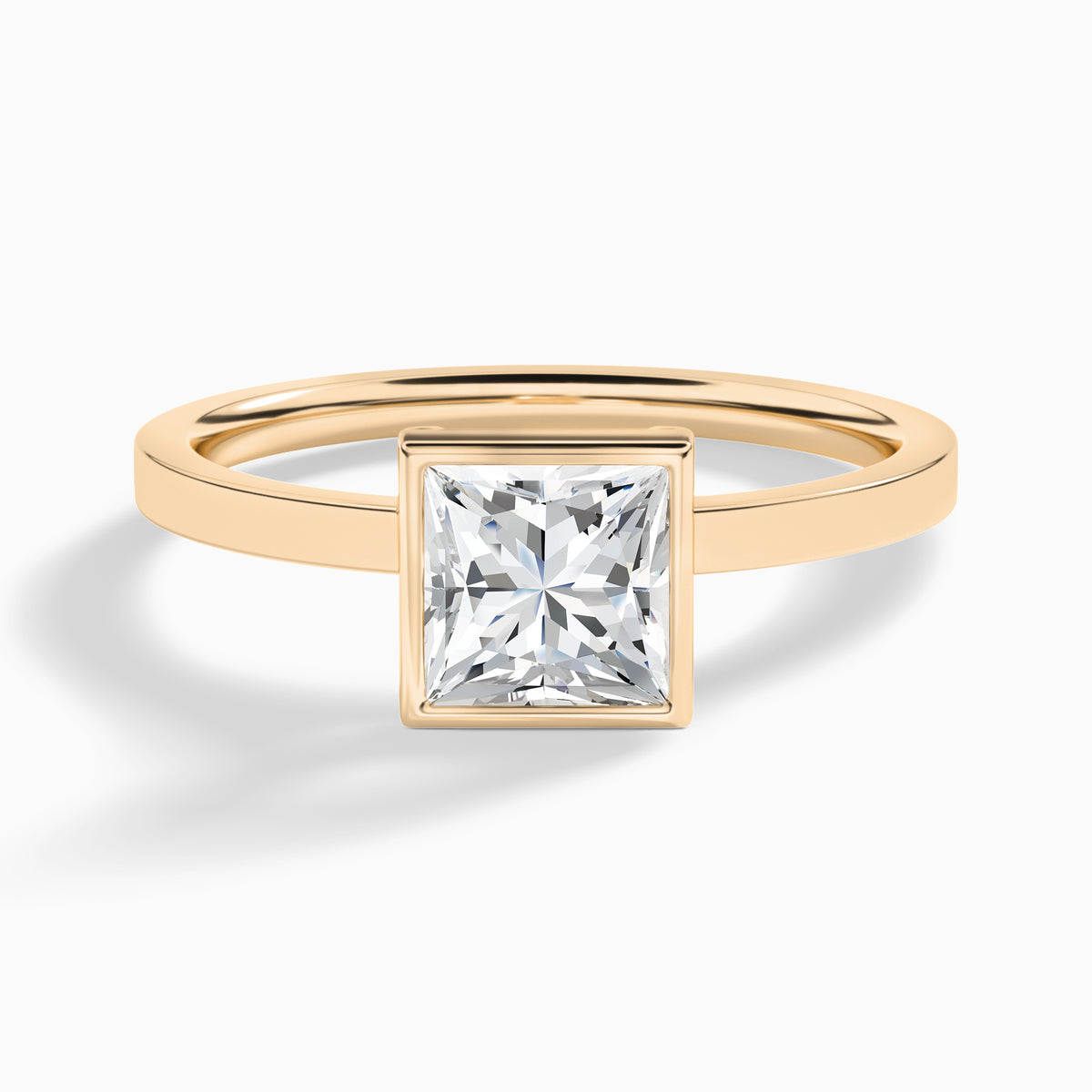 Princess Vera Bezel Set Solitaire Diamond Engagement Ring In 14K Rose Gold - Lucenjuri