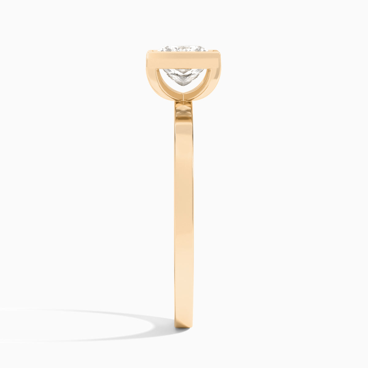 Princess Vera Bezel Set Solitaire Diamond Engagement Ring In 14K Rose Gold, Side View