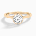 Round Vera Bezel Set Solitaire Diamond Engagement Ring In 14K Rose Gold - Lucenjuri