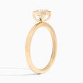 Round Vera Bezel Set Solitaire Diamond Engagement Ring In 14K Rose Gold, Angle View