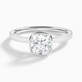 Cushion Vera Bezel Set Solitaire Diamond Engagement Ring In 18K White Gold - Lucenjuri