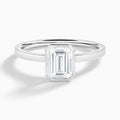 Emerald Vera Bezel Set Solitaire Diamond Engagement Ring In 18K White Gold - Lucenjuri