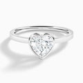 Heart Vera Bezel Set Solitaire Diamond Engagement Ring In 18K White Gold - Lucenjuri