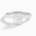 Radiant Vera Bezel Set Solitaire Diamond Engagement Ring In 18K White Gold - Lucenjuri