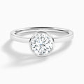 Round Vera Bezel Set Solitaire Diamond Engagement Ring In 18K White Gold - Lucenjuri