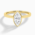 Marquise Vera Bezel Set Solitaire Diamond Engagement Ring In 18K Yellow Gold - Lucenjuri