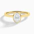 Oval Vera Bezel Set Solitaire Diamond Engagement Ring In 18K Yellow Gold - Lucenjuri